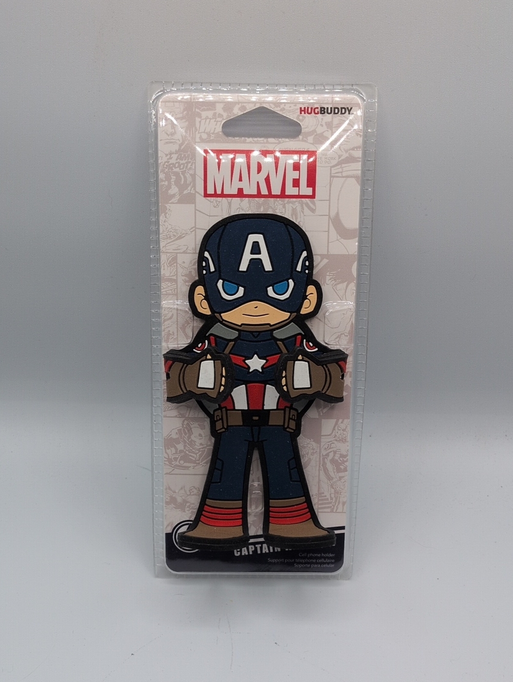 Hugbuddy Marvel Captain America Cell Phone Holder- Blue/Red Brand New